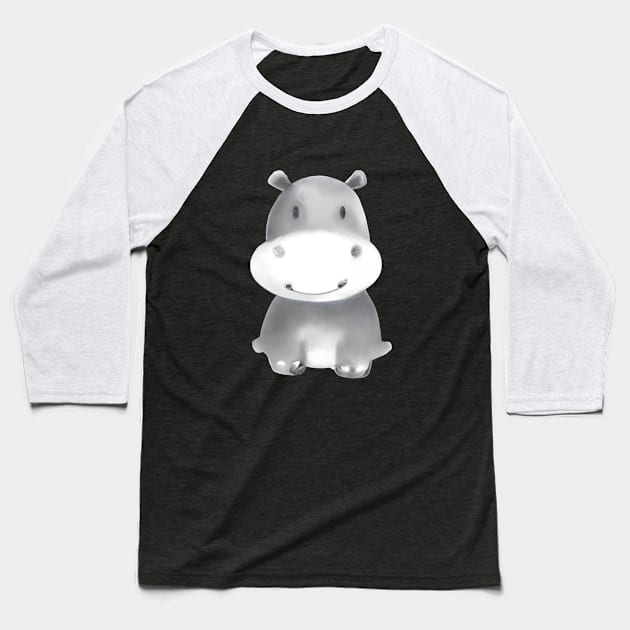 Baby Hippo Baseball T-Shirt by Zenflow